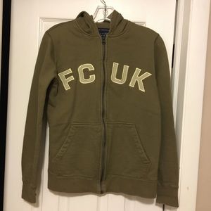 Olive Green Zip up hoodie FCUK